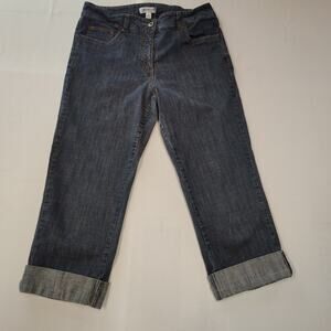 Coldwater Creek Women’s Cropped Capri Jeans Size 14 Cuffed Hem Blue Denim